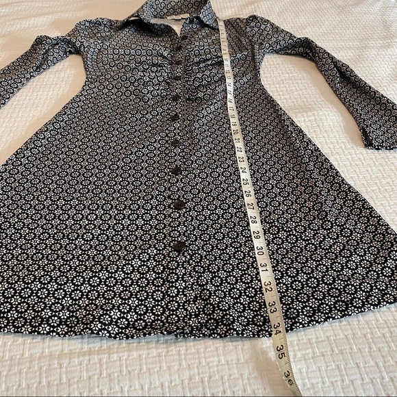 NWT “AND NOW THIS” Small, Black w/ White Long Sleeve Geo Print Polo Shirt - Picture 14 of 16